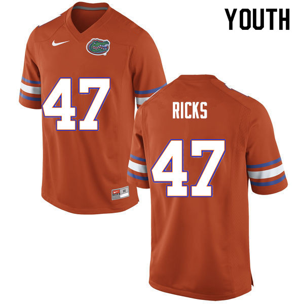 Youth #47 Isaac Ricks Florida Gators College Football Jerseys Sale-Orange
